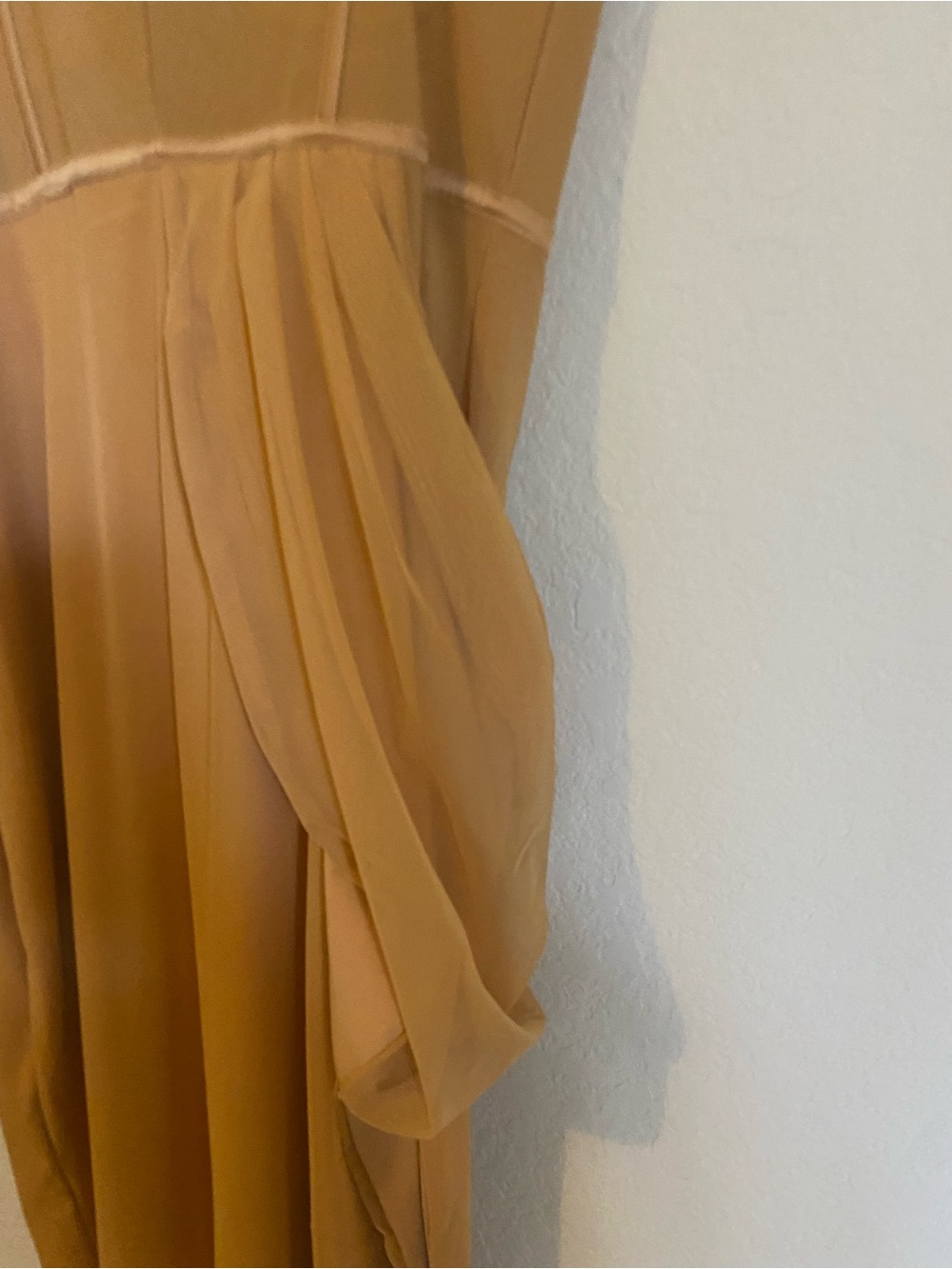 Oh Polly Glam Gold Draped Corset Midaxi Formal Dress Asymmetric Wrap Slit 4 - Picture 12 of 16